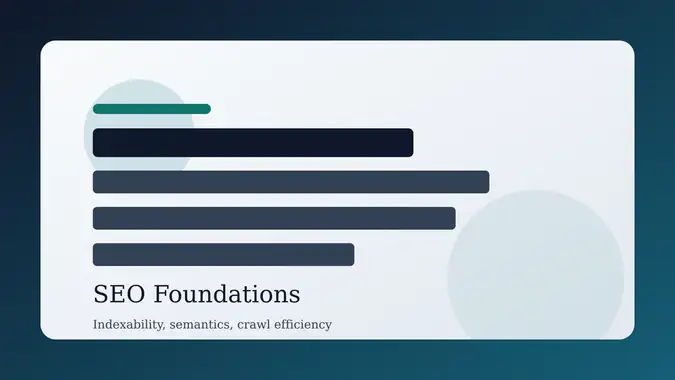 Editorial preview illustration about SEO foundations, indexability, and content quality